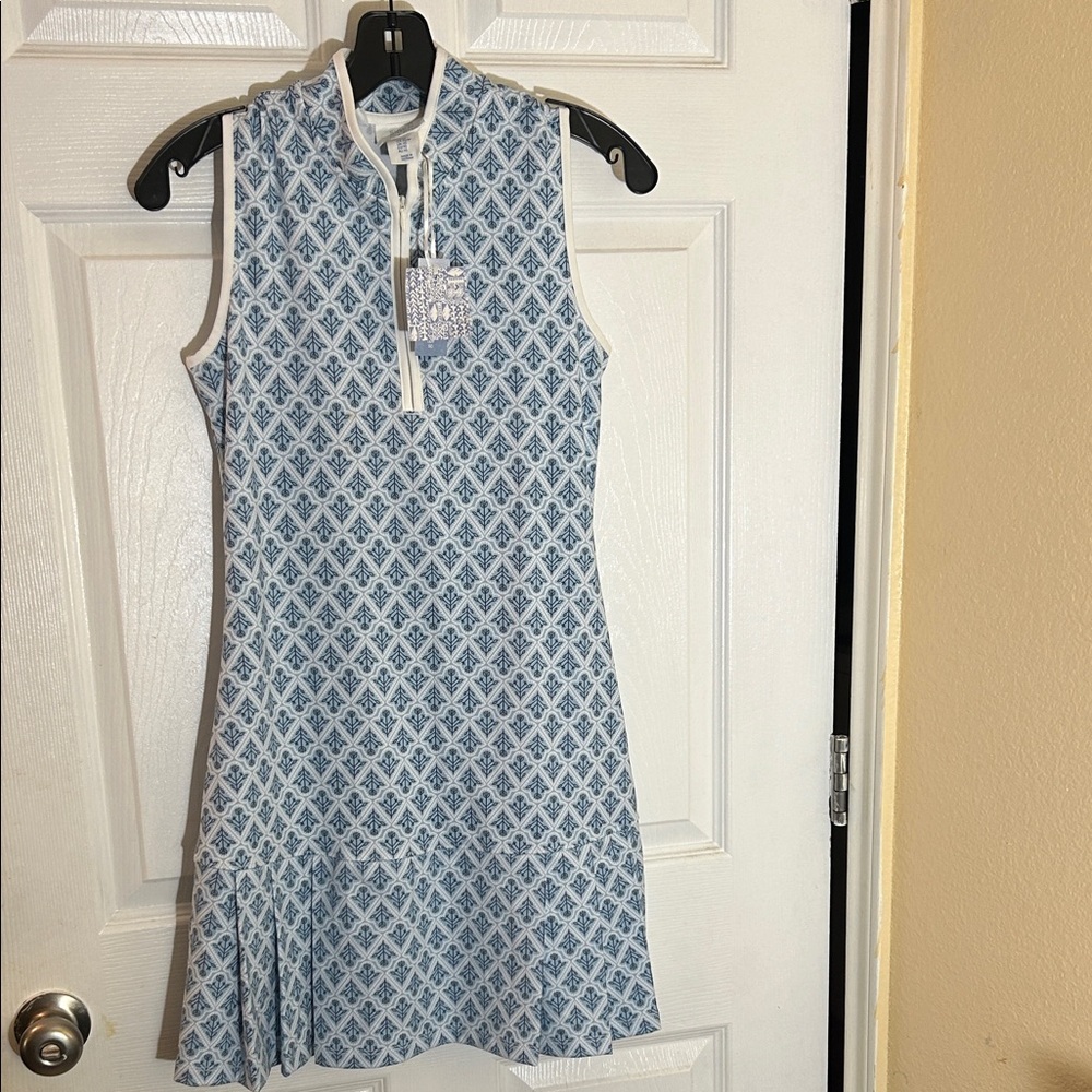 Sigrid Olsen Light Blue Geometric Midi Dress